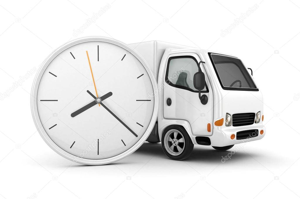 Camion per le consegne con simbolo di orologio